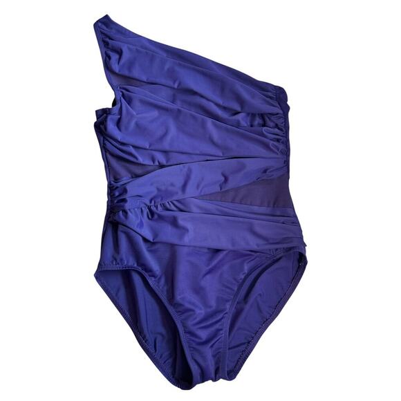 Women's Miraclesuit - Jena One Piece Tummy Control Purple Sheer Swimsuit Size 12 - Picture 3 of 5